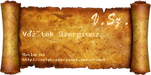 Vétek Szergiusz névjegykártya